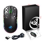 2.4G sans fil Mouse 3600 DPI sans fil Mouse Ergonomique Gaming Mouse RGB Type d'éclairage-C rechargeable pour PC Ordinateur portable T90RGB 3-mode chargement -noir