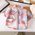 thumbnail image 2 of Zpanxa Chemise Boutonnée Garçon Mode Décontractée à Boutons Manches Courtes T-Shirt à Carreaux Col Rabattu Blouse en Coton 7 Ans, 2 of 7