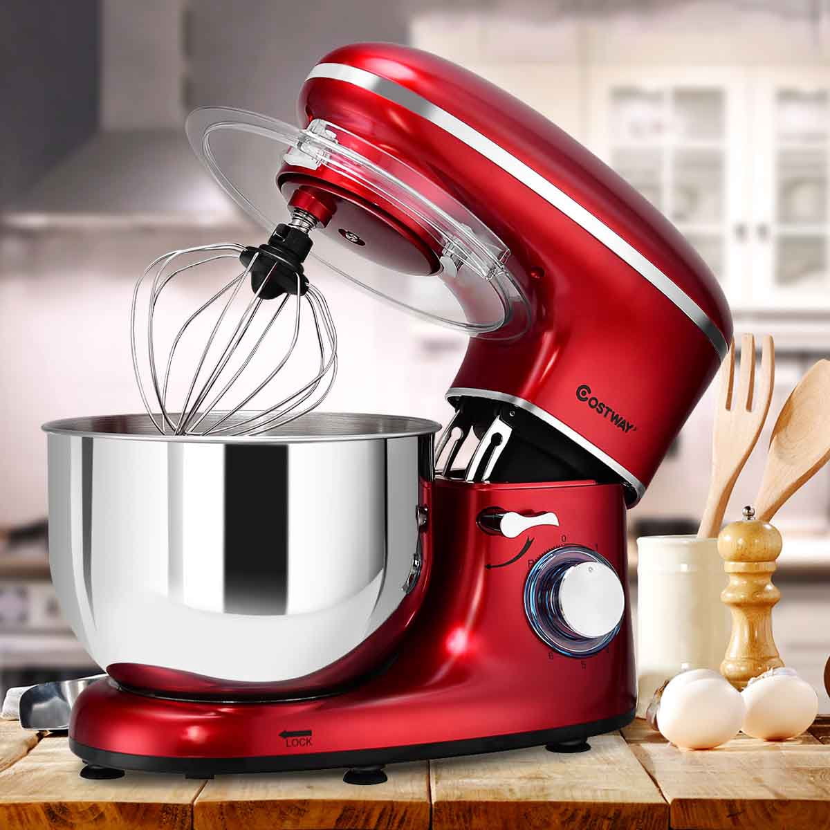 Costway 6L Electric Stand Mixer 6 Speed 120V/660W Tilt-Head Food Mixer Stainless Steel