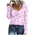 thumbnail image 2 of Birdeem Mode Femmes Décontracté Manches Longues Imprimé Col Rond T-Shirt Ample Blouse Hauts, 2 of 12