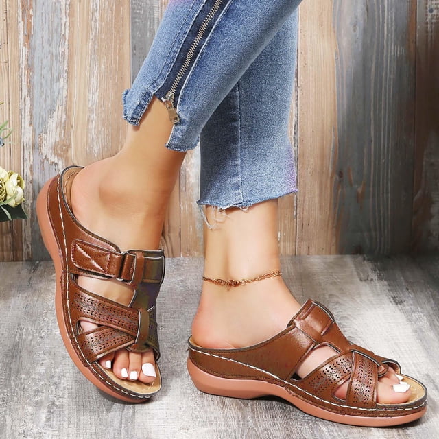 LSLJS Sandales Femmes Été Dames Décontractées à Talon Compensé Pantoufles Sandales Romaines Chaussures pour Femmes