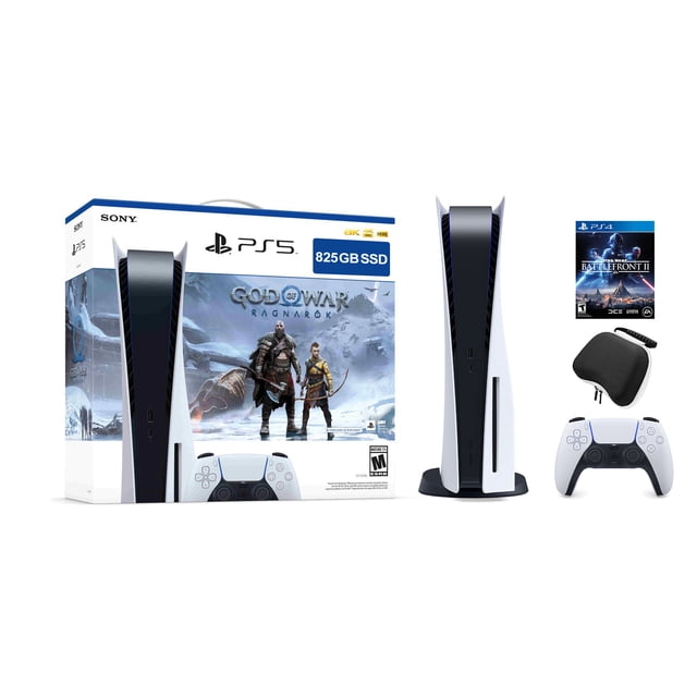 PlayStation 5 Disc Edition God of War Ragnarok Bundle with Star Wars Battlefront 2 and Mytrix Controller Case