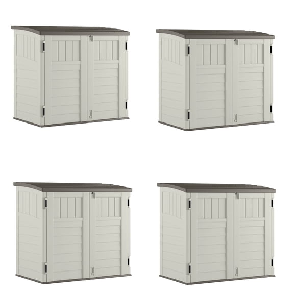 Suncast Remise Horizontale de Rangement pour Cour Arrière de 34 Pieds Cubes, Ivoire (Lot de 4)