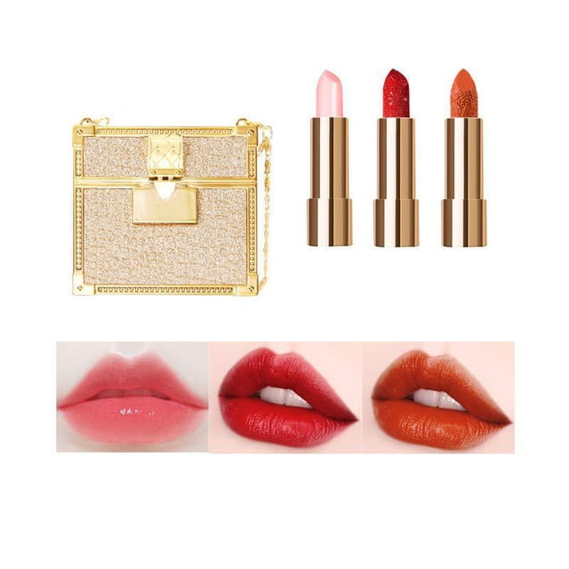 Ensemble de Maquillage pour les Lèvres Mat pour Femmes, Bâton à Lèvres Imperméable, Rouge à Lèvres Satiné, Longue Tenue, Hydratant, Rouges à Lèvres de Maquillage, Rouge à Lèvres Color Sensational, Trousse pour les Lèvres, Coffret Cadeau (B)