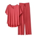 thumbnail image 2 of Weiqiqre Ensembles de Pyjama pour Femmes Pyjamas Rafraîchissants Ensembles Assortis d'Été Manches Courtes Ensemble de Détente Femmes, 2 of 3
