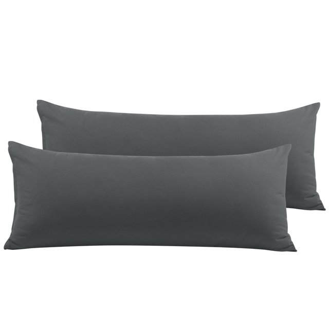 Unique Bargains Zippered Microfiber Body Pillowcases Pillowcase 2pcs in grey. This set includes two soft and breathable body pillow covers made from 1800 series brushed microfiber fabric. Each pillowcase features a hidden zipper closure for a secure fit and is available in sizes 20x48 inches, 20x54 inches, 20x60 inches, and 20x72 inches. Suitable for all seasons and machine washable for easy care.