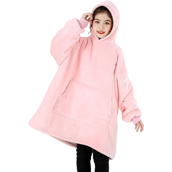 Comfty Blanket Hoodie Flannel Sherpa Fleece Blanket for Teen Girls Boys