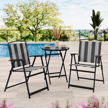Mainstays Carlington 3-Piece Steel Outdoor Bistro Set, Cabana Stripe