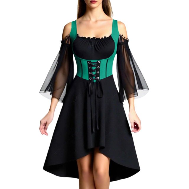 DuoJiaJ Robe Gothique Médiévale Élégante pour Fête et Cosplay Performance sur Scène