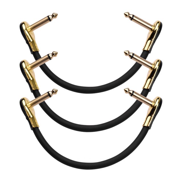 Muslady 3-piece effects pedal patch cord set 15cm gold-plated flat head