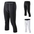 thumbnail image 3 of Mens Compression Pants 3/4 Shorts Sports Leggings Basketball Legging Shorts R8C5, 3 of 9