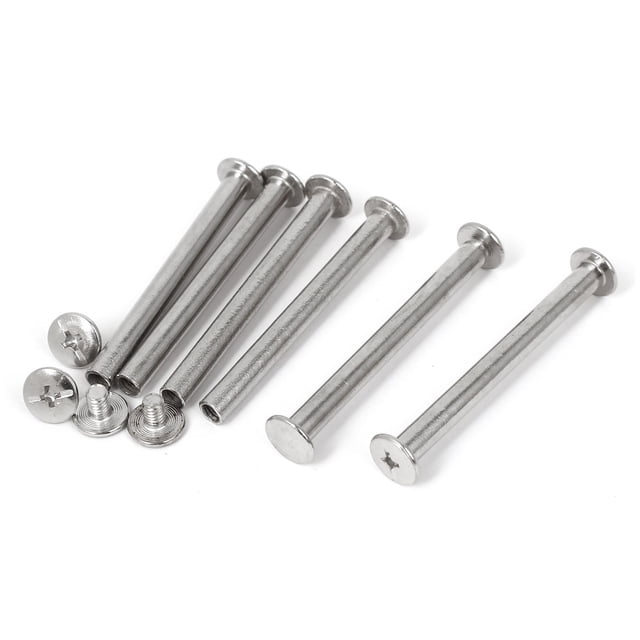 Unique Bargains M5 x 50mm Metal Albums Chicago Binding Screws Posts Interscrews Silver Tone 6PCS