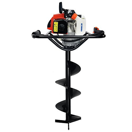 XtremepowerUS Post Hole Digger Plant Fence V-Type 63CC 2 Stroke Gas Motor 1-Person Auger with 10" Auger Bit 3/4" Shaft
