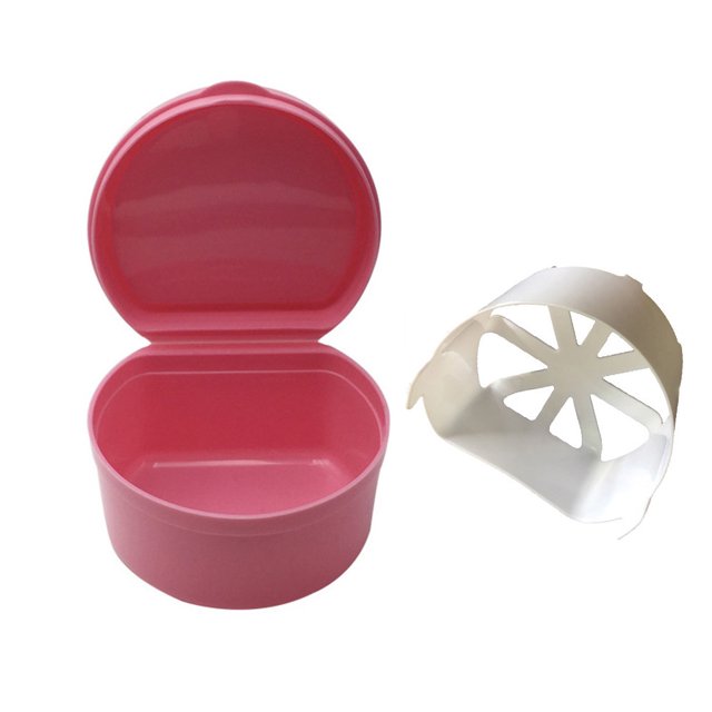 kiplyki Denture Case Dental Bath Box False Teeth Storage Box with Hanging