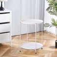 thumbnail image 1 of EGNMCR Scandinavian Small Tea Table Iron Sofa Side Table High Strength Plastic Small Corner Table Modern Concise Living Room Bedroom Small Round Table Plastic Double Disc Small Coffee Table, 1 of 6
