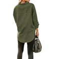 thumbnail image 3 of MAWCLOS Ladies Loose Curved Hem Denim Shirts Office With Pockets Tops Army Green M, 3 of 3