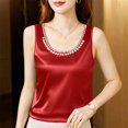 thumbnail image 2 of HVOBTTY Womens Summer Comfy Beach Plus Size Casual Solid Color Sleeveless Round Neck Loose Soft Breathable Versatile Daily Pullover Tank Top Red ,M, 2 of 4