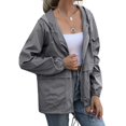 thumbnail image 3 of Veste à Capuche pour Femmes Imperméable avec Cordon de Serrage Veste de Randonnée Manteau de Sport Extérieur, 3 of 6