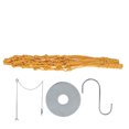 thumbnail image 2 of Woven Feeding Toy, Multifunctional Hanging Feeding Net Bag Convenient Strong With 2 Hooks For Rooster For Parrots For Hen Black Net + Fruit Fork With Chain,Yellow Net +Fruit Fork, 2 of 8