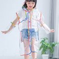 thumbnail image 2 of Sentmoon Girls Raincoat Long Sleeve Waterproof Jacket Solid Color Packable Hooded Button Down Ponchos for Outdoor Activities Multicolor XL, 2 of 9