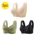 thumbnail image 3 of Bigersell Front Closing Bras for Women Seniors No Underwire 3pcs Wire-Free Bra Style R-53 Breathable Support Bras Pack R-53-khaki, 3 of 6