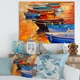 thumbnail image 1 of Designart Boats In The Harbor During Warm Colourd Sunset I Canvas Wall Art, 1 of 4