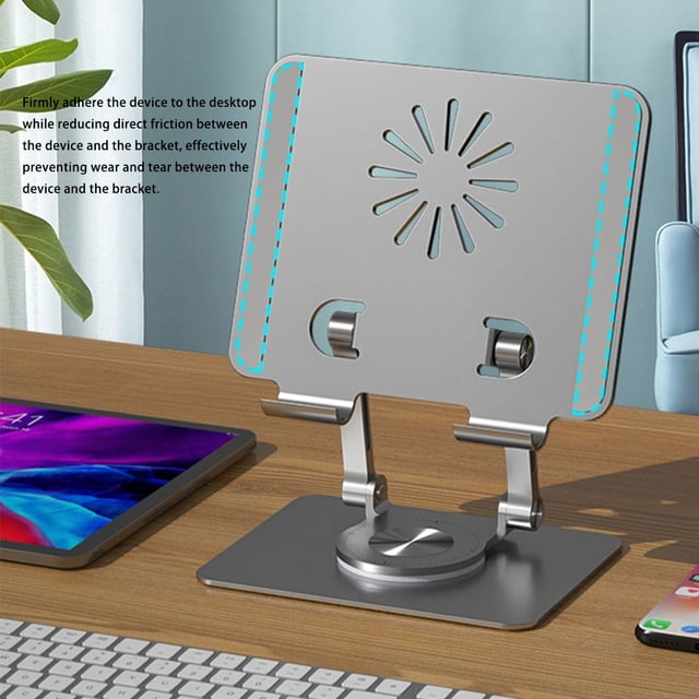 facefd Tablet Holder Solid Color Replacement Nonslip Universal Heats Dissipation 360 Degree Foldable Aluminium Alloy Bracket Grey