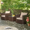 thumbnail image 4 of Gymax Ensemble de Mobilier d'Extérieur en Rotin pour Patio 3 Pcs avec Canapé Coussiné et Table Basse, 4 of 10