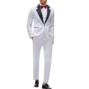Ediodpoh Complets pour Hommes pour Événements, Fêtes, Mariages et Usage Quotidien Coupe Ajustée avec Encolure Stylée Tenue Polyvalente Toute l'Année pour Hommes Modernes Ensembles de Pantalons Blanc P