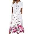 thumbnail image 2 of zanvin Robes d'Été pour Femmes à Imprimé, Décontractées, Col en V, Boutonnées, Manches Courtes, Vacances, Poches, Robes Décontractées pour Femme, 2 of 5