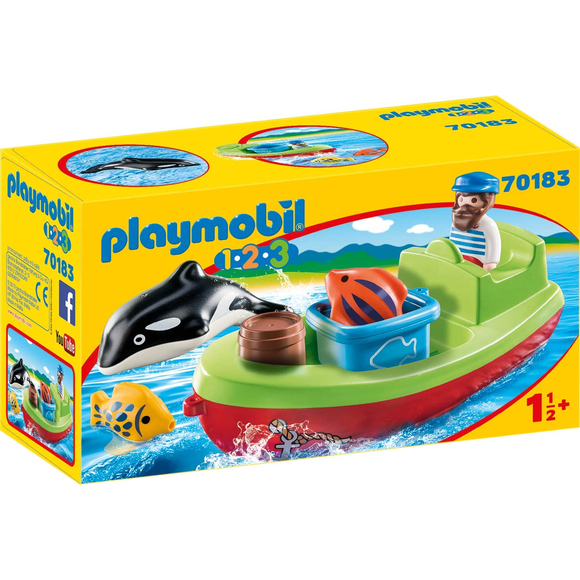 Playmobil : 1.2.3 / Fisherman with Boat 70183