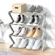 TIMIFIS Stainless Steel Shoe Rack, Kitchen Appliances Ingenious Z Type Shoe Rack Easy Household Shoe Storage Rack Dormitory Multi Layer Assembly Shoe Rack