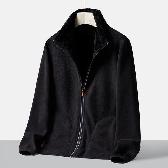 Veste en Molleton Polaire à Fermeture Éclair Intégrale Double Face pour Hommes avec Doublure Sherpa