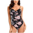 thumbnail image 1 of Women‘s One Piece Swimsuits Front Twist Monokini Bathing Suits Shirred Tummy Control Swimwear, 1 of 8