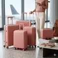 thumbnail image 1 of TRAVLR Monograph 4 Piece Luggage Set, Unbreakable Polypropylene Hardside Spinner Suitcase with 12" Vanity Case, Anti-Blast YKK Zippers, TSA Lock, Expandable Travel Bags (Rose Gold), 1 of 7