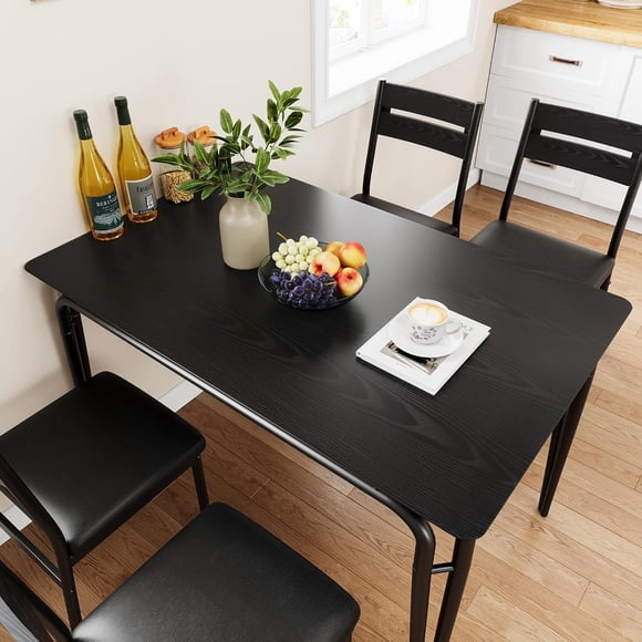 YUSAZENS Ensemble Moderne de Salle à Manger 5 Pcs avec Chaises, Mobilier de Salle à Manger pour 5 Personnes