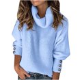 thumbnail image 4 of Fashion Women's Solid Turtleneck Long Sleeve Style Loose Knitting Ladies Tops Blouse, 4 of 5