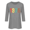 thumbnail image 3 of Uootdi Hauts pour Femmes Manches 3/4 Col Ras du Cou 1976 Imprimé Arc-en-Ciel Rétro Coupe Décontractée T-Shirts Nostalgiques pour Escapade d'Été Cadeau, 3 of 4