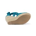 thumbnail image 3 of BLISSFUL STEP Chaussures pour Femmes Espadrilles à Lacets Sandales Compensées à Plateforme Sarcelle 7, 3 of 8