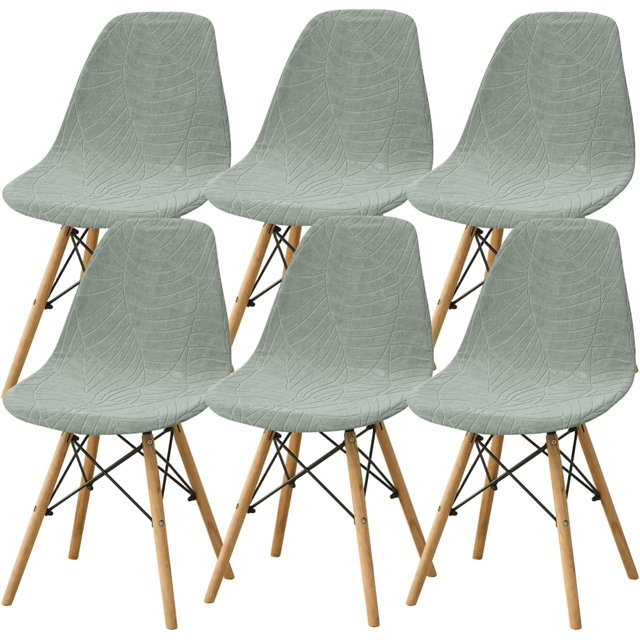 Shell Dining Room Chair Slipcovers Set of 2/4/6,Stretch Modern Armless Lounge Chair Slipcovers Protector for Kitchen Dining Living Room(Pine Green,6Pcs)