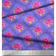 thumbnail image 2 of Soimoi Tissu de Velours Design Quadrillé, Feuilles & Rose Imprimé Floral 1 Yard 58 Inch Wide, 2 of 3