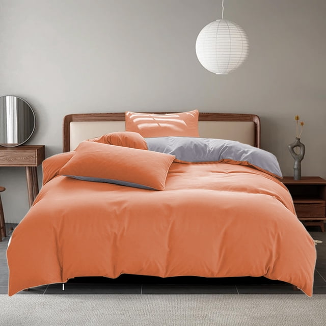 All-Season Bedding Set - 4-Piece Washable Solid Color Bed Sheet Duvet Cover and Pillowcases