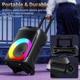 thumbnail image 4 of JYX Bluetooth Speaker, 12'' Subwoofer, Portable Party Speaker with Wheels,  Deep Bass,  PA System with 2 Wireless Mics for Party, 4 of 10