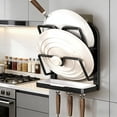 thumbnail image 4 of Black S Iron Pot Lid Rack No Hole Wall Mounted Kitchen Shelf Cutting Board Holder Chopping Board Bracket Organizer Black Color Small Size 7.87X3.54X9.06 Inches, 4 of 6