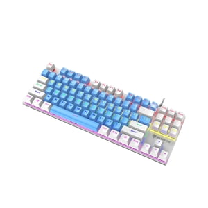 K80 87 Clés Mechanical Keyboard Blue Switch Ergonomic Non-slip Sensitive Mix Correspondance de couleur rétroéclairée USB Clavier de jeu filaire de bureau pour Gamer - J