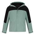 thumbnail image 4 of Pisexur Vestes pour Hommes Manteaux Confortables pour Hommes Unisexe à Capuche Manches Longues Patchwork Fermeture Éclair Coquille Rigide Molleton Randonnée Vêtement d'Extérieur Manteau Vert Armée,G, 4 of 7
