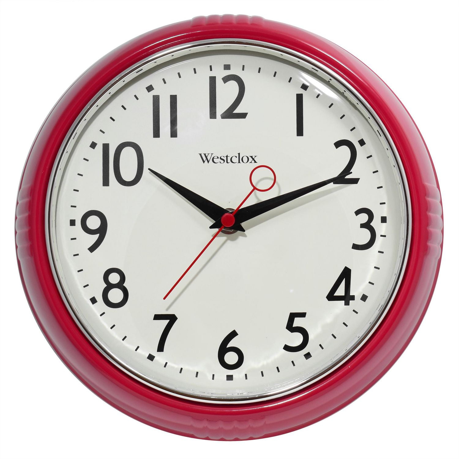 Westclox Horloge Murale Ronde de 9,5 po, Rouge - Modèle 32042RCN