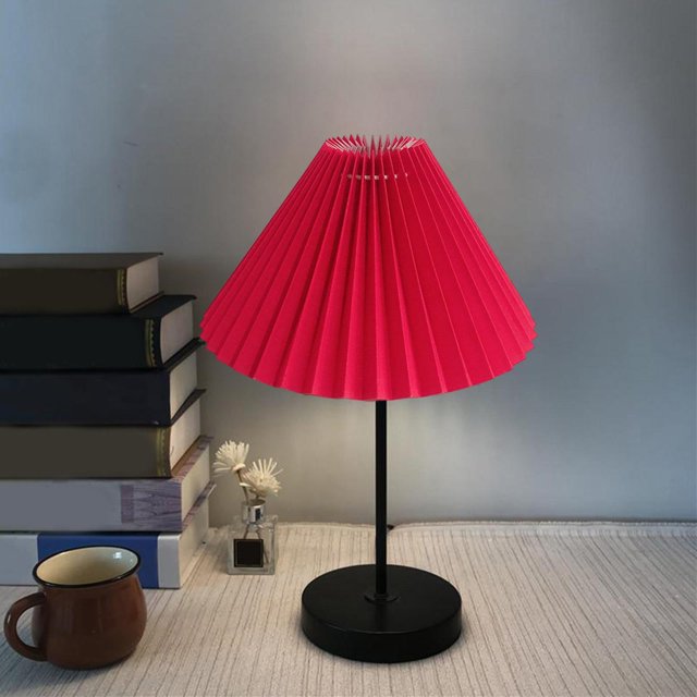 fastboy Pleated Lampshade Cloth Table Ceiling Light Shade Bedroom Fabric Brown Red 24CM