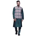 thumbnail image 1 of Atasi Ethnic Dupion Silk Kurta Pyajama Set With Printed Nehru Jacket For Mens, 1 of 3