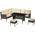 thumbnail image 1 of Outsunny Ensemble de Meubles de Patio 6 Pcs Ensemble de Salle à Manger Extérieur Kaki, 1 of 10